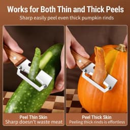 Stainless steel peeler with wooden handle for peeling and slicing fruits and vegetables | Durable and smooth operation