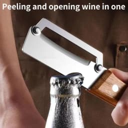 Stainless steel peeler with wooden handle for peeling and slicing fruits and vegetables | Durable and smooth operation