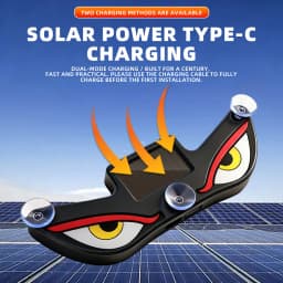 1PCS Solar Power Devil’s Eye Car Window Ambient Light With Suction Cup USB-C Rechargeable Eye Shaped Flashing Warning Lamp