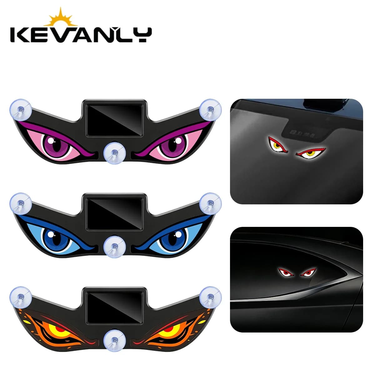 1PCS Solar Power Devil’s Eye Car Window Ambient Light With Suction Cup USB-C Rechargeable Eye Shaped Flashing Warning Lamp