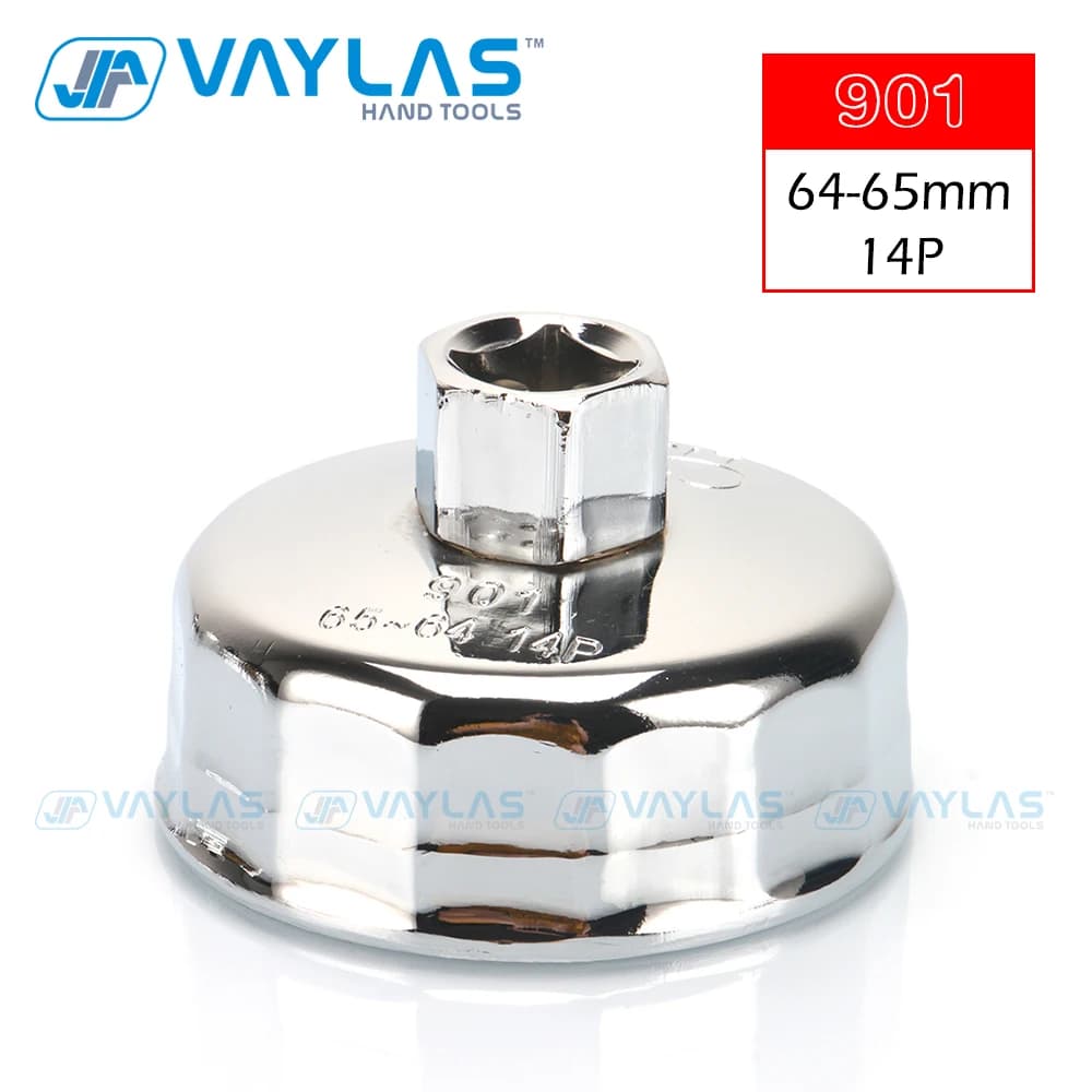 1/2" Square Dr. Steel 64mm-65mm Oil Filter Wrench Cap Housing Tool Remover 14 Flutes Universal For Lexus Toyota Camry