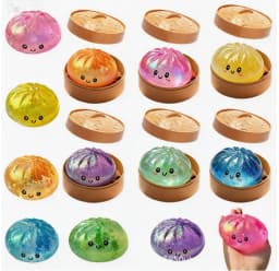 Giant Squishies Dumpling Bun Toy, Slow Rising Glitter Dumpling Stress Ball, Stress Relief Fidget Toy for Home Office Travel toys