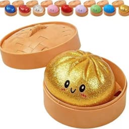 Giant Squishies Dumpling Bun Toy, Slow Rising Glitter Dumpling Stress Ball, Stress Relief Fidget Toy for Home Office Travel toys