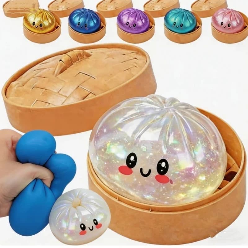 Giant Squishies Dumpling Bun Toy, Slow Rising Glitter Dumpling Stress Ball, Stress Relief Fidget Toy for Home Office Travel toys