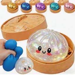 Giant Squishies Dumpling Bun Toy, Slow Rising Glitter Dumpling Stress Ball, Stress Relief Fidget Toy for Home Office Travel toys