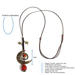 Moon and Star Handmade Ceramic Necklace Adjustable Pendant Boho Vintage Jewelry Multiple Colors Accessories 142