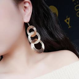 Punk Gold Colour Big Geometric 3 Circle Metal Long Dangle Earrings For Women Bohemian Party Exaggerated Fashion Jewelry