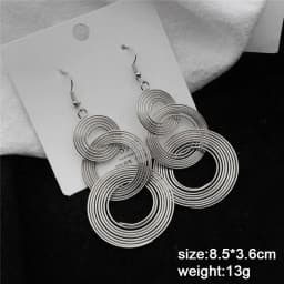 Punk Gold Colour Big Geometric 3 Circle Metal Long Dangle Earrings For Women Bohemian Party Exaggerated Fashion Jewelry