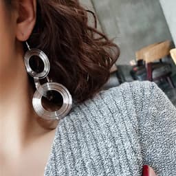 Punk Gold Colour Big Geometric 3 Circle Metal Long Dangle Earrings For Women Bohemian Party Exaggerated Fashion Jewelry