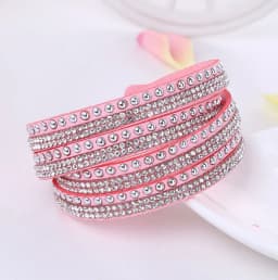 Punk leather bracelet New Fashion Rhinestone bracelet Punk Style Multilayer Bracelets & Bangles Rivet Bracelet For Women 8087