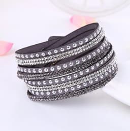 Punk leather bracelet New Fashion Rhinestone bracelet Punk Style Multilayer Bracelets & Bangles Rivet Bracelet For Women 8087