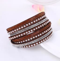 Punk leather bracelet New Fashion Rhinestone bracelet Punk Style Multilayer Bracelets & Bangles Rivet Bracelet For Women 8087