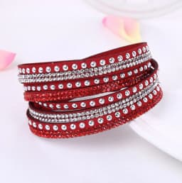 Punk leather bracelet New Fashion Rhinestone bracelet Punk Style Multilayer Bracelets & Bangles Rivet Bracelet For Women 8087