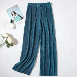 2025 Women's Pleated Loose Ice Silk Korean Casual Cropped Pants Wide Leg Trouse Home Classic Sports Wear Girls Clothes Black Top
