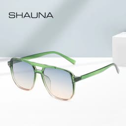 SHAUNA Retro Double Bridges Square Sunglasses Women Fashion Rivets Decoration Eyewear Shades UV400 Men Trending Sun Glasses