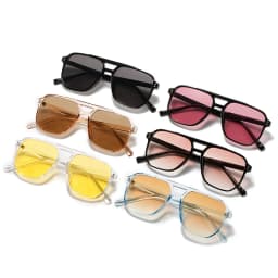 SHAUNA Retro Double Bridges Square Sunglasses Women Fashion Rivets Decoration Eyewear Shades UV400 Men Trending Sun Glasses