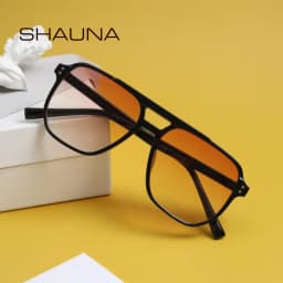 SHAUNA Retro Double Bridges Square Sunglasses Women Fashion Rivets Decoration Eyewear Shades UV400 Men Trending Sun Glasses