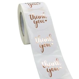 100-500pcs Rose Gold Foil 'Thank You' Stickers for Small Business Gift Seal Shipping Labels Envelope Decoration