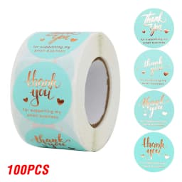 100-500pcs Rose Gold Foil 'Thank You' Stickers for Small Business Gift Seal Shipping Labels Envelope Decoration