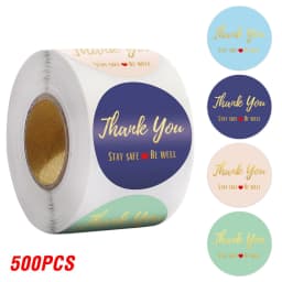 100-500pcs Rose Gold Foil 'Thank You' Stickers for Small Business Gift Seal Shipping Labels Envelope Decoration
