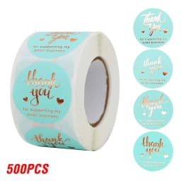 100-500pcs Rose Gold Foil 'Thank You' Stickers for Small Business Gift Seal Shipping Labels Envelope Decoration