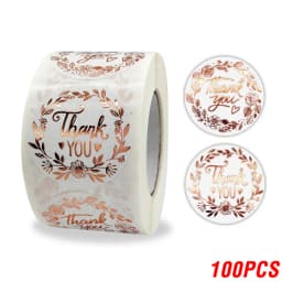 100-500pcs Rose Gold Foil 'Thank You' Stickers for Small Business Gift Seal Shipping Labels Envelope Decoration