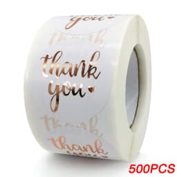 100-500pcs Rose Gold Foil 'Thank You' Stickers for Small Business Gift Seal Shipping Labels Envelope Decoration