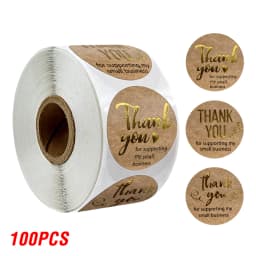 100-500pcs Rose Gold Foil 'Thank You' Stickers for Small Business Gift Seal Shipping Labels Envelope Decoration