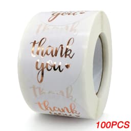 100-500pcs Rose Gold Foil 'Thank You' Stickers for Small Business Gift Seal Shipping Labels Envelope Decoration