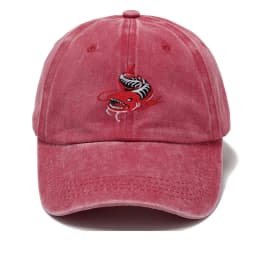 Men Washed Grey Baseball Cap Angler Fish Embroidery Pattern Soft Dad Hat Unisex Adjustable Snapback Casual Fishing Sport Hat