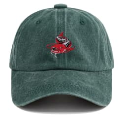 Men Washed Grey Baseball Cap Angler Fish Embroidery Pattern Soft Dad Hat Unisex Adjustable Snapback Casual Fishing Sport Hat