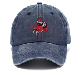 Men Washed Grey Baseball Cap Angler Fish Embroidery Pattern Soft Dad Hat Unisex Adjustable Snapback Casual Fishing Sport Hat
