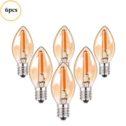 LED Night Light Bulbs C7 Chandelier E12 E14 Base Decorative Light Bulbs 0.5 Watts Party Small Candle Mini Bulb 2200K Amber Glass