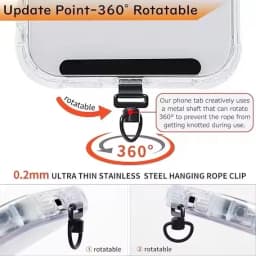 360 Rotating Phone Lanyard Clip Metal Stainless Steel Tether Tab Gasket Universal Anti-Lost Phone Strap Holder Adapter Connector