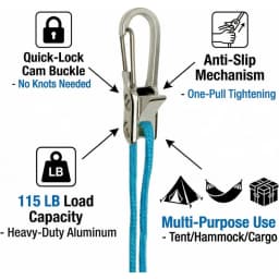 Rope Tying Tool And Tensioner with Roller Tensioner, Heavy-Duty Retractable Buckle with Accessory Rope, Suitable for Camping