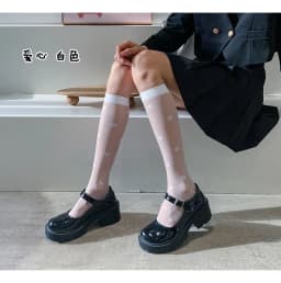 Women Sexy Polka Dot Print Stockings Knee High Socks Soft Nylon Elastic Fishnet Girls Lolita Cute Fashion Long Leg Socks Black