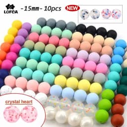 LOFCA 15mm 10pcs/lot Silicone Bead Safe Food Grade Round Fashion DIY Keychain Necklace Jewelry Accessories