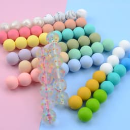 LOFCA 15mm 10pcs/lot Silicone Bead Safe Food Grade Round Fashion DIY Keychain Necklace Jewelry Accessories