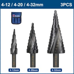 XCAN Step Drill Bit Metal Drill 4-12/20/32mm 6-30mm HSS Cobalt Step Cone Drill Bit Set Wood/Metal Hole Cutter Drilling Tool