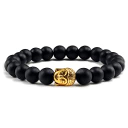 Healing Buddha Head Prayer Volcanic Lava Natural Stone Strand Bead Bracelet For Men Black Beaded Yoga Women armband Jewelry