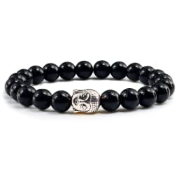 Healing Buddha Head Prayer Volcanic Lava Natural Stone Strand Bead Bracelet For Men Black Beaded Yoga Women armband Jewelry