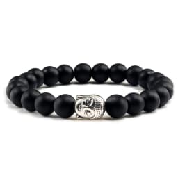 Healing Buddha Head Prayer Volcanic Lava Natural Stone Strand Bead Bracelet For Men Black Beaded Yoga Women armband Jewelry