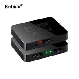 KEBIDU 1 in 2 out 1080p 4K 1x2 HDCP Stripper 3D Splitter Power Signal Amplifier Audio Video Distributor For Projectors