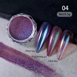 1 Jar AURORA Chrome Nail Art Flakes Multi Chrome Chameleon Peacock Galaxy Chrome Flakes Nail Art Mirror Powder Pigment