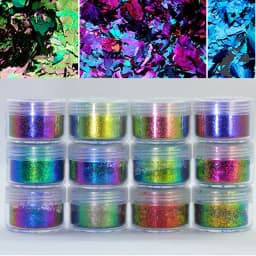 1 Jar AURORA Chrome Nail Art Flakes Multi Chrome Chameleon Peacock Galaxy Chrome Flakes Nail Art Mirror Powder Pigment