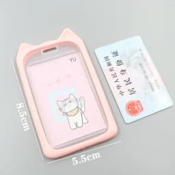 1PC Cute Cartoon Cat Card Holder Bank Identity Bus ID Card Holder Case with Retractable Reel Lanyard Credit Cover Case Kids Gift