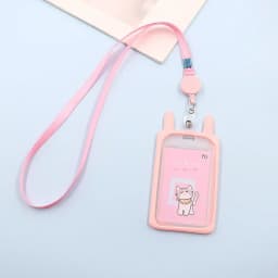 1PC Cute Cartoon Cat Card Holder Bank Identity Bus ID Card Holder Case with Retractable Reel Lanyard Credit Cover Case Kids Gift