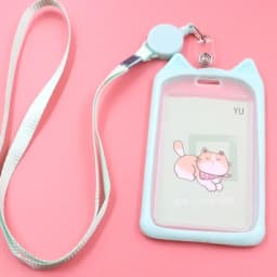 1PC Cute Cartoon Cat Card Holder Bank Identity Bus ID Card Holder Case with Retractable Reel Lanyard Credit Cover Case Kids Gift