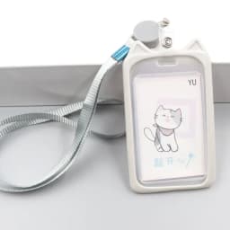 1PC Cute Cartoon Cat Card Holder Bank Identity Bus ID Card Holder Case with Retractable Reel Lanyard Credit Cover Case Kids Gift
