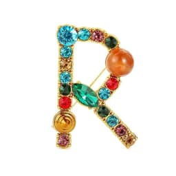 New Arrival English Letter Word Brooch Colorful Rhinestone Crystal Lapel Pins for Women Sweater Suit Brooch Party Jewelry Gifts